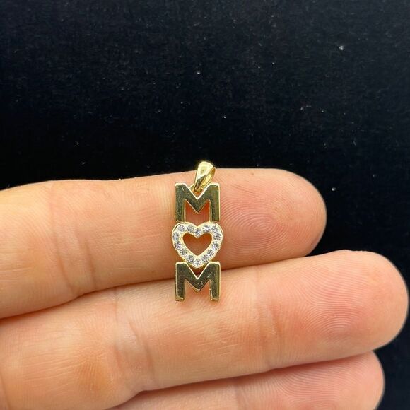 Gold tone sterling silver Mom pendant 925 - Picture 1 of 2
